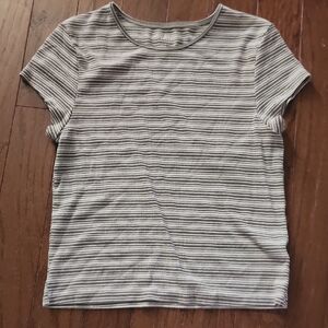 American Eagle Outfitters Army Green and White Striped Tee